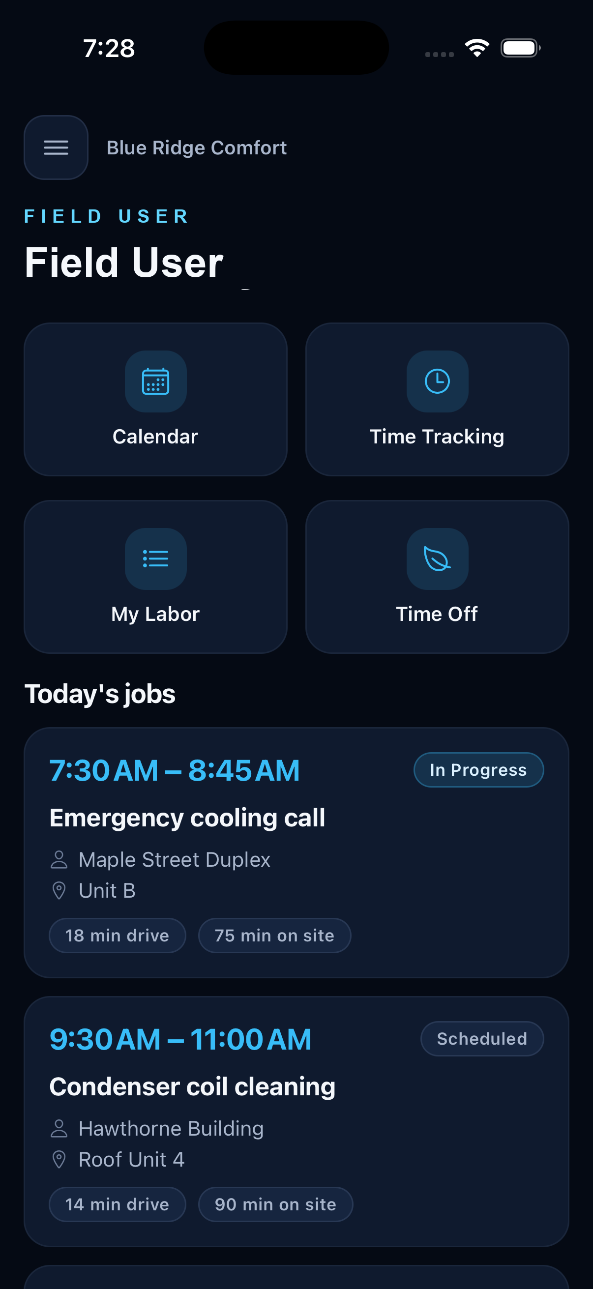 Field User Workspace mobile screenshot