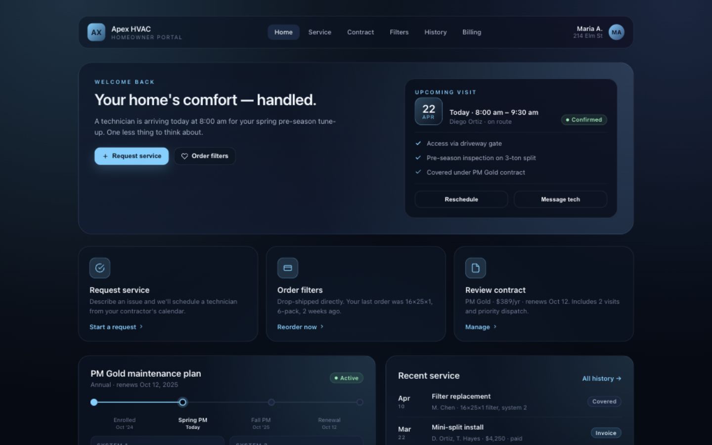Customer Self-Service web screenshot