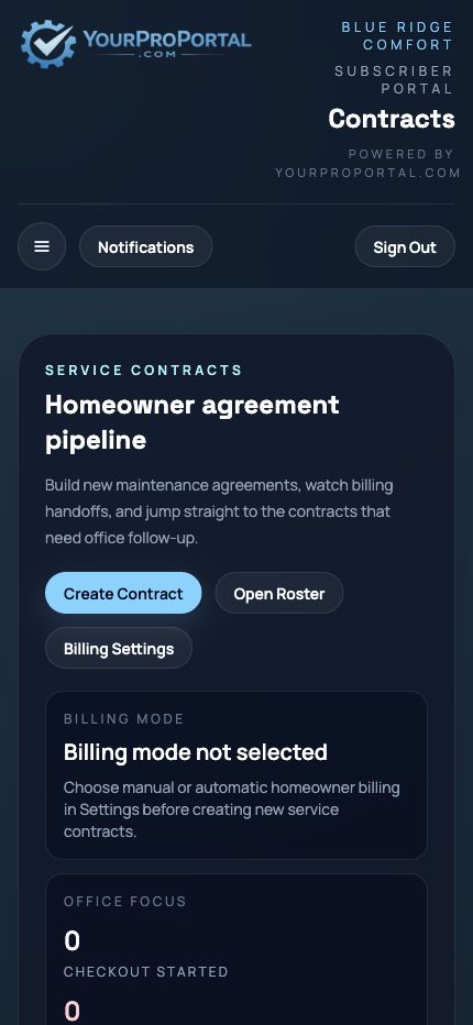 Contracts mobile screenshot
