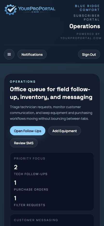 Operations mobile screenshot