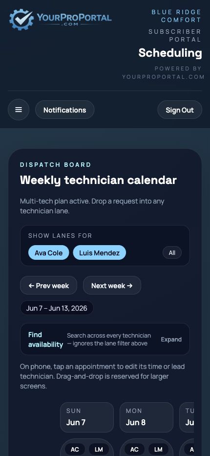 Scheduling mobile screenshot