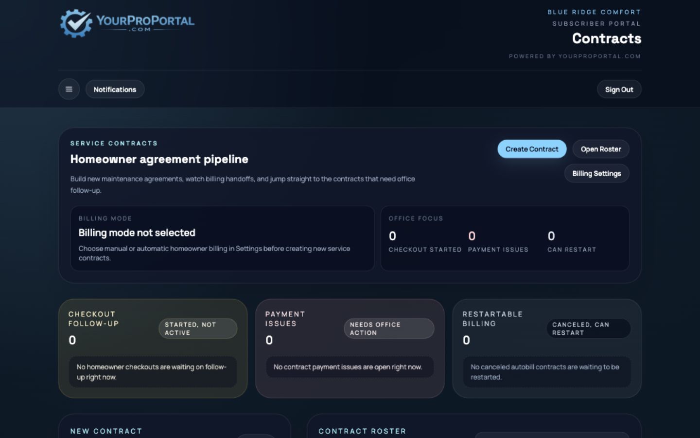 Contracts web screenshot