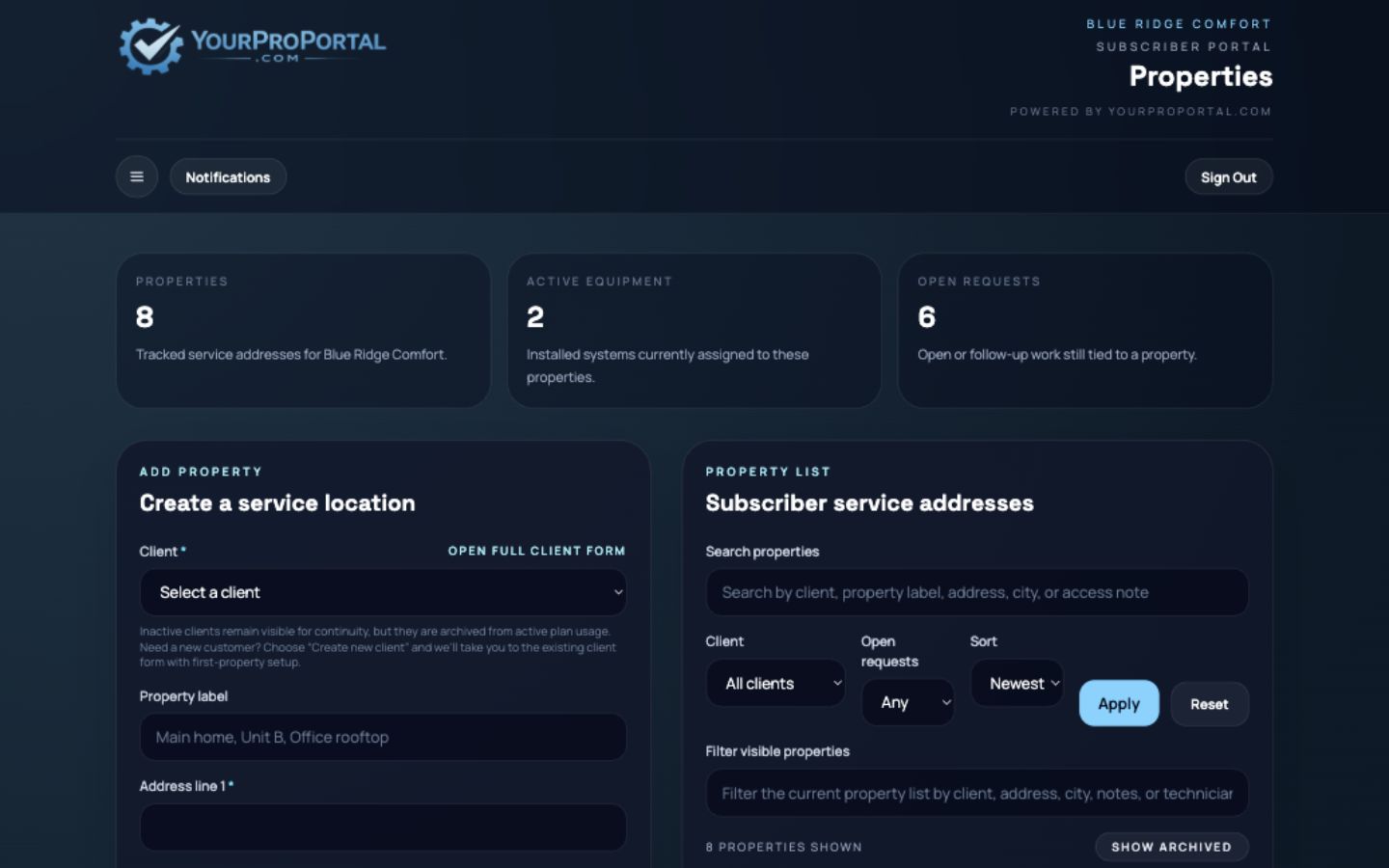 Properties web screenshot